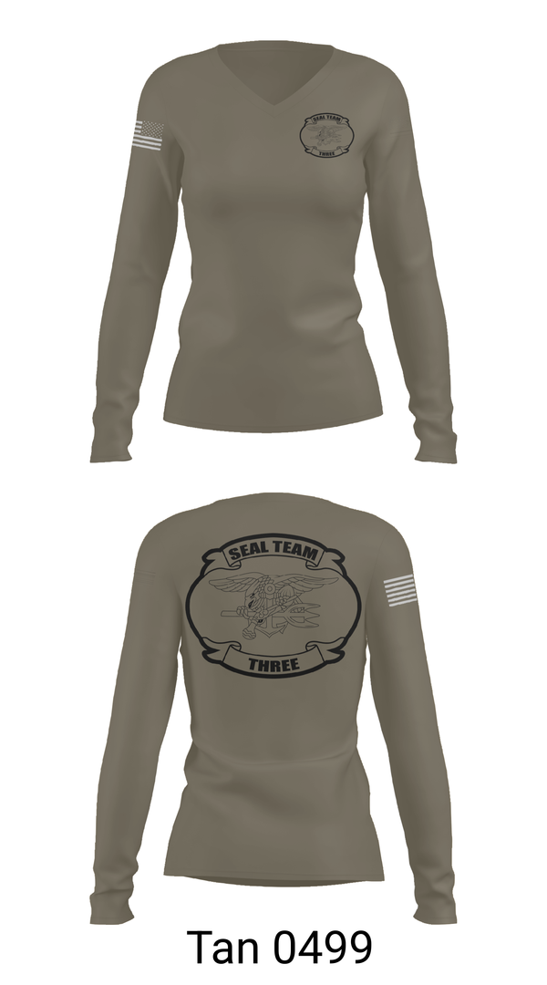 Womens Long Sleeve Vneck Shirt, SEAL team 3, Navy, Teamtime, Team time, sublimation, custom sports apparel, team uniforms, spirit wear, spiritwear, sports uniforms, custom shirts, team store, custom team store, fundraiser sports, apparel fundraiser