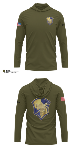 Long Sleeve Performance Shirt with hood, AOSD, Army, Teamtime, Team time, sublimation, custom sports apparel, team uniforms, spirit wear, spiritwear, sports uniforms, custom shirts, team store, custom team store, fundraiser sports, apparel fundraiser