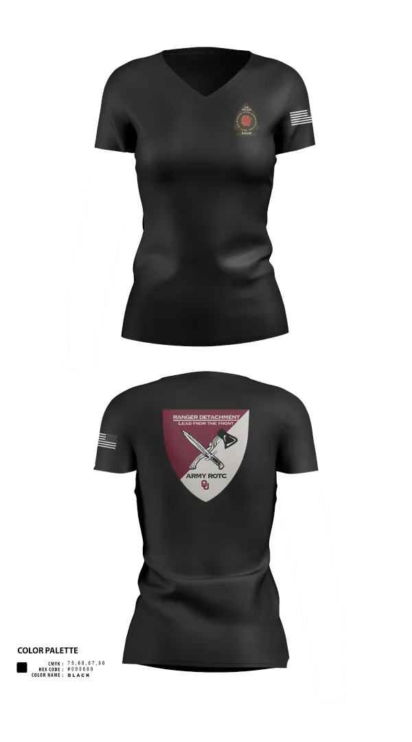 Womens Short Sleeve Vneck Shirt, FY 25-26 OU RC, Army, Teamtime, Team time, sublimation, custom sports apparel, team uniforms, spirit wear, spiritwear, sports uniforms, custom shirts, team store, custom team store, fundraiser sports, apparel fundraiser