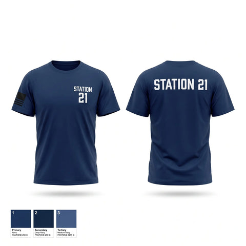 Old School Cotton Feel Shirt, Station 21, Fire Department, Teamtime, Team time, sublimation, custom sports apparel, team uniforms, spirit wear, spiritwear, sports uniforms, custom shirts, team store, custom team store, fundraiser sports, apparel fundraiser