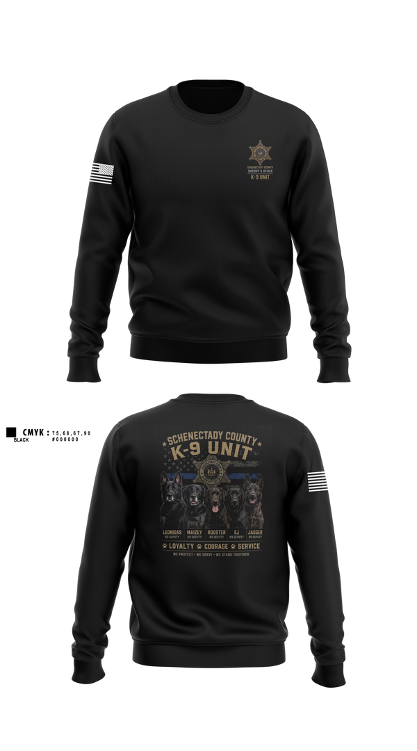 Crew Neck Sweatshirt, Schenectady County Sheriff K9, Police, Teamtime, Team time, sublimation, custom sports apparel, team uniforms, spirit wear, spiritwear, sports uniforms, custom shirts, team store, custom team store, fundraiser sports, apparel fundraiser