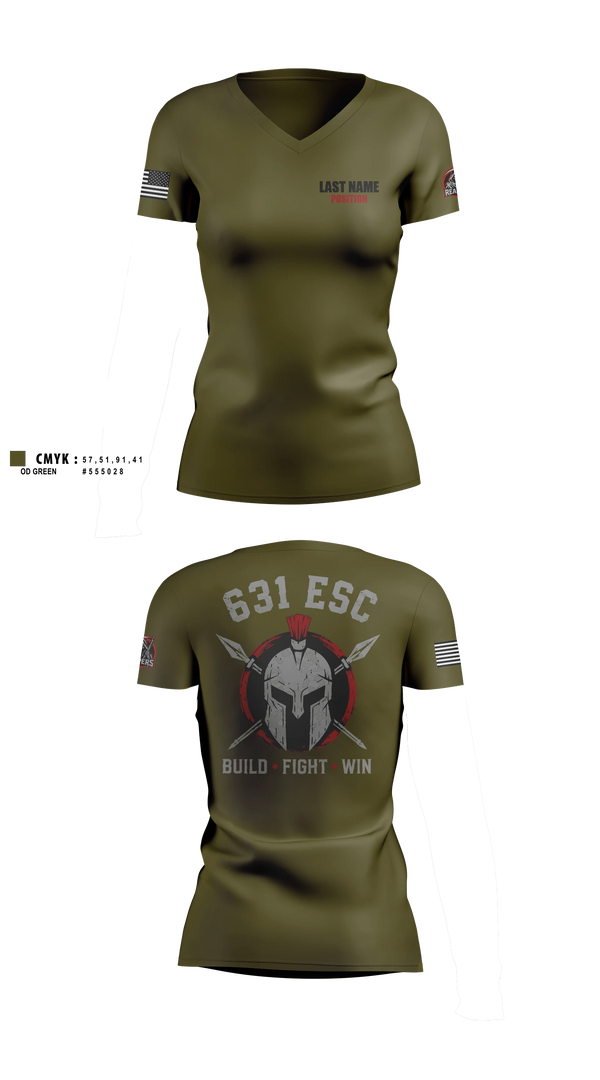 Womens Short Sleeve Vneck Shirt, 631st ESC, Army, Teamtime, Team time, sublimation, custom sports apparel, team uniforms, spirit wear, spiritwear, sports uniforms, custom shirts, team store, custom team store, fundraiser sports, apparel fundraiser