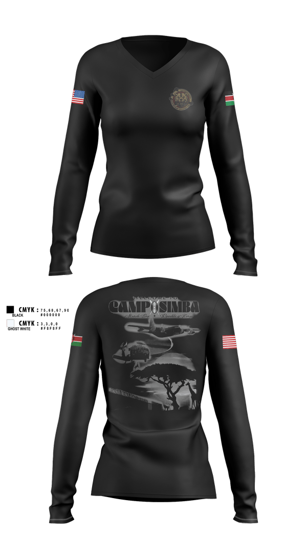 Womens Long Sleeve Vneck Shirt, OSI Eder 2506, Air Force, Teamtime, Team time, sublimation, custom sports apparel, team uniforms, spirit wear, spiritwear, sports uniforms, custom shirts, team store, custom team store, fundraiser sports, apparel fundraiser