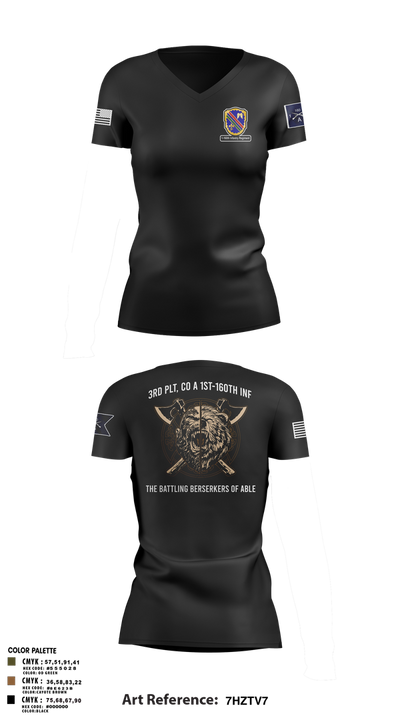 Co A, 1st-160th INF, 79th IBCT 97835057 Women's Short Sleeve V-neck Shirt - 13