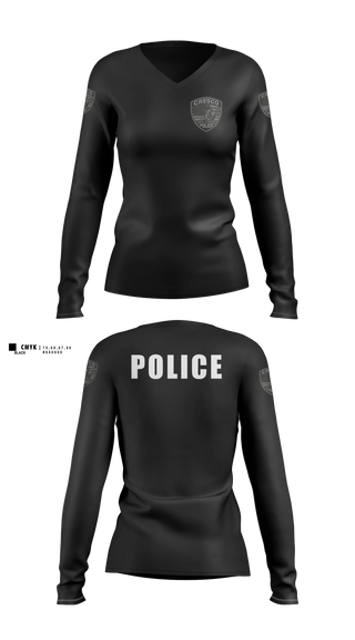 Womens Long Sleeve Vneck Shirt, Cresco Police Department, Police, Teamtime, Team time, sublimation, custom sports apparel, team uniforms, spirit wear, spiritwear, sports uniforms, custom shirts, team store, custom team store, fundraiser sports, apparel fundraiser