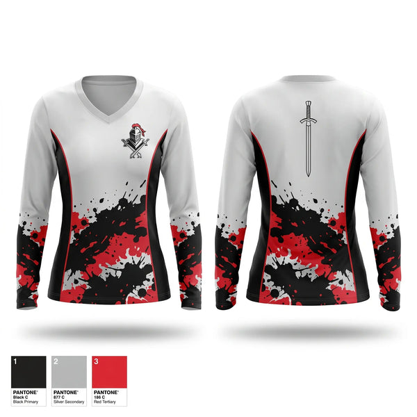 Womens Long Sleeve Vneck Shirt, Knights Track Club, Track & Field, Teamtime, Team time, sublimation, custom sports apparel, team uniforms, spirit wear, spiritwear, sports uniforms, custom shirts, team store, custom team store, fundraiser sports, apparel fundraiser