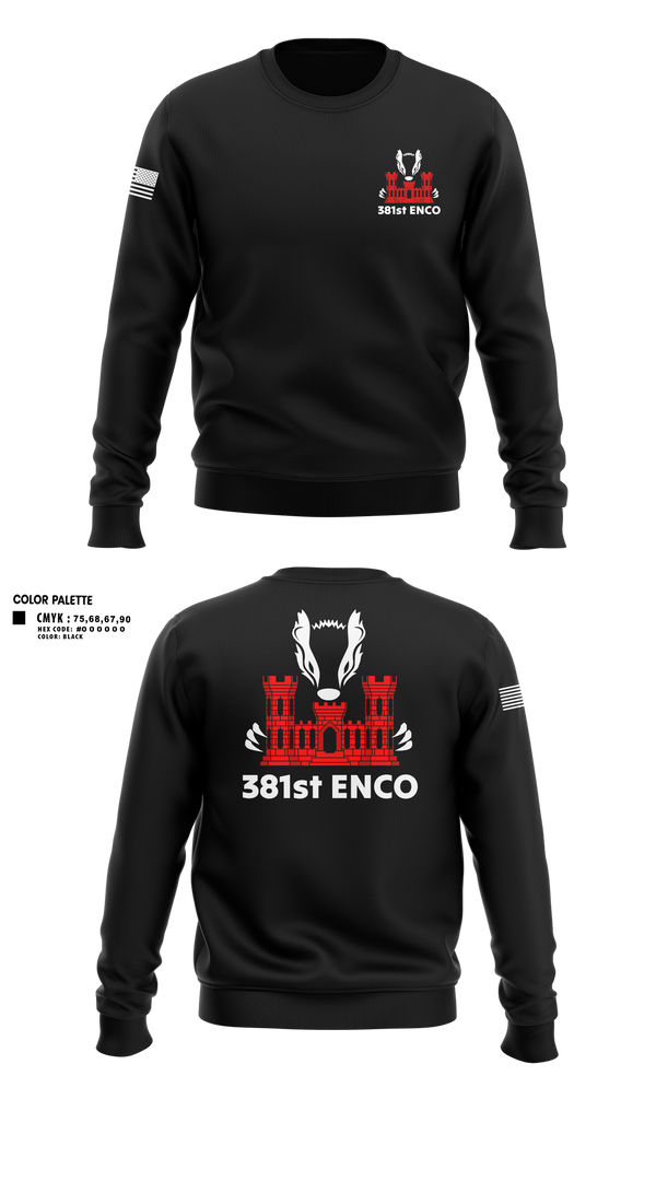 Crew Neck Sweatshirt, 381 EN CO, Army, Teamtime, Team time, sublimation, custom sports apparel, team uniforms, spirit wear, spiritwear, sports uniforms, custom shirts, team store, custom team store, fundraiser sports, apparel fundraiser