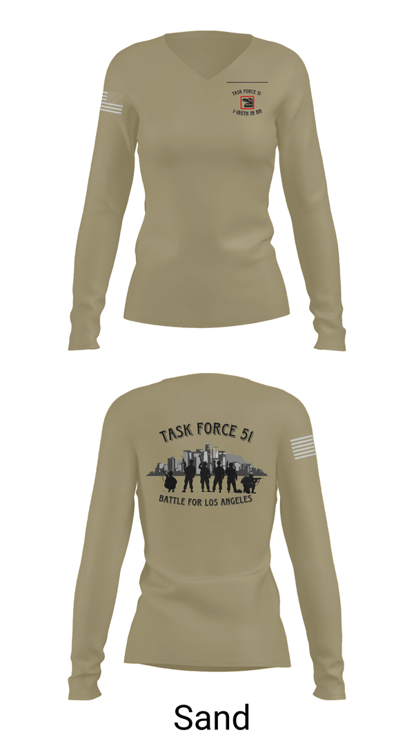 Womens Long Sleeve Vneck Shirt, 1-185th IN BN, , Teamtime, Team time, sublimation, custom sports apparel, team uniforms, spirit wear, spiritwear, sports uniforms, custom shirts, team store, custom team store, fundraiser sports, apparel fundraiser