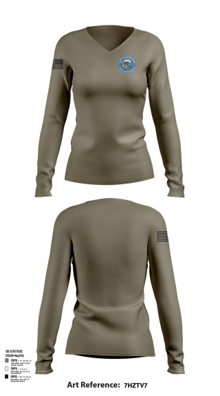 Womens Long Sleeve Vneck Shirt, Blue Tide Battalion, , Teamtime, Team time, sublimation, custom sports apparel, team uniforms, spirit wear, spiritwear, sports uniforms, custom shirts, team store, custom team store, fundraiser sports, apparel fundraiser