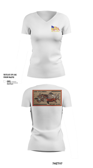 Womens Short Sleeve Vneck Shirt, USS Columbia, , Teamtime, Team time, sublimation, custom sports apparel, team uniforms, spirit wear, spiritwear, sports uniforms, custom shirts, team store, custom team store, fundraiser sports, apparel fundraiser