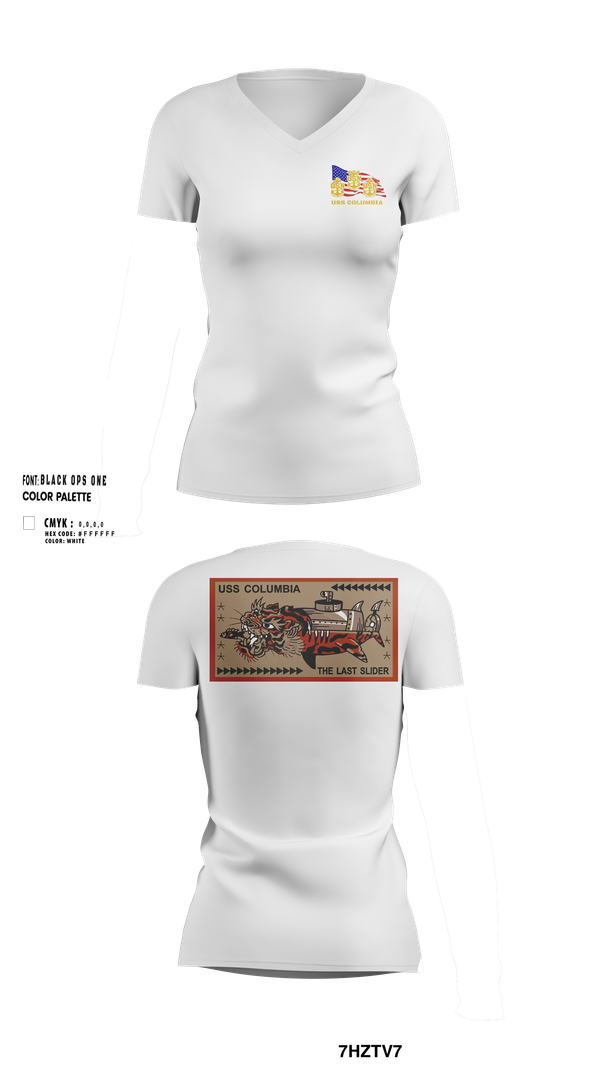 Womens Short Sleeve Vneck Shirt, USS Columbia, , Teamtime, Team time, sublimation, custom sports apparel, team uniforms, spirit wear, spiritwear, sports uniforms, custom shirts, team store, custom team store, fundraiser sports, apparel fundraiser