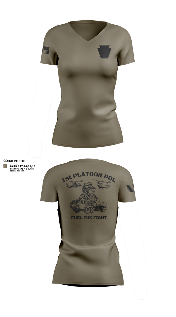 Womens Short Sleeve Vneck Shirt, Echo Company 2-104th GSAB, National Guard, Teamtime, Team time, sublimation, custom sports apparel, team uniforms, spirit wear, spiritwear, sports uniforms, custom shirts, team store, custom team store, fundraiser sports, apparel fundraiser