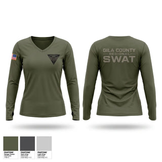 Womens Long Sleeve Vneck Shirt, Gila County Regional SWAT, Police, Teamtime, Team time, sublimation, custom sports apparel, team uniforms, spirit wear, spiritwear, sports uniforms, custom shirts, team store, custom team store, fundraiser sports, apparel fundraiser