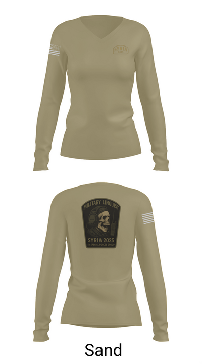 Syria linguist 93457826 Women's Long Sleeve V-neck Shirt - 97