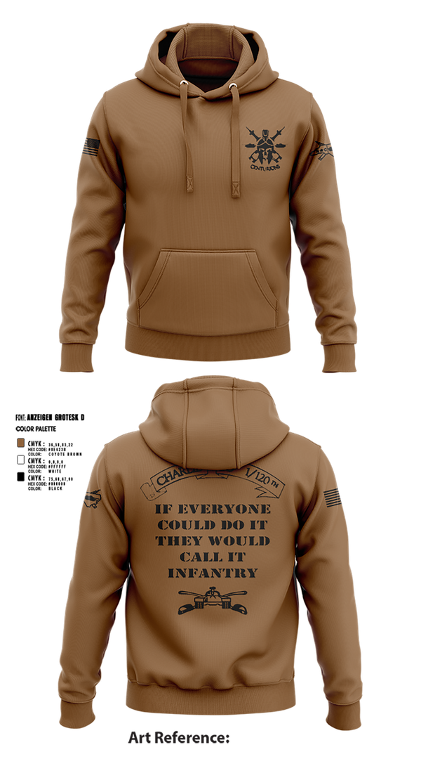 Hoodie, Charlie Co, Army, Teamtime, Team time, sublimation, custom sports apparel, team uniforms, spirit wear, spiritwear, sports uniforms, custom shirts, team store, custom team store, fundraiser sports, apparel fundraiser
