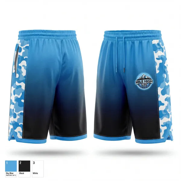 Mens Reversible Basketball Shorts, MILE HIGH 12:11, Men's Basketball, Teamtime, Team time, sublimation, custom sports apparel, team uniforms, spirit wear, spiritwear, sports uniforms, custom shirts, team store, custom team store, fundraiser sports, apparel fundraiser