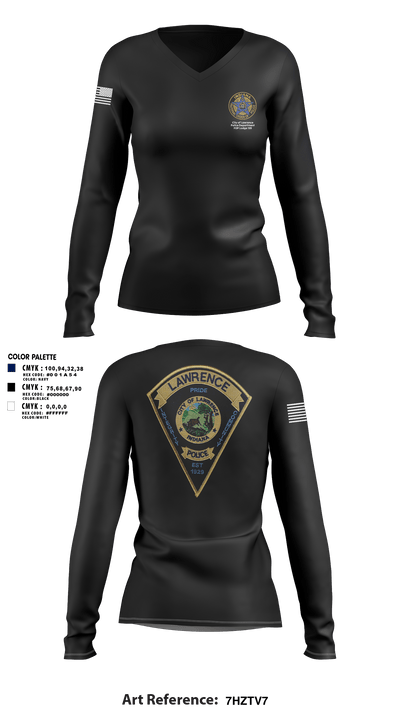 Lawrence Police FOP 1599 95636349 Women's Long Sleeve V-neck Shirt - 196