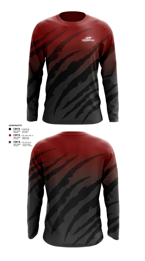 Long Sleeve Performance Shirt, PSLHS Percussion, Men's Soccer, Teamtime, Team time, sublimation, custom sports apparel, team uniforms, spirit wear, spiritwear, sports uniforms, custom shirts, team store, custom team store, fundraiser sports, apparel fundraiser