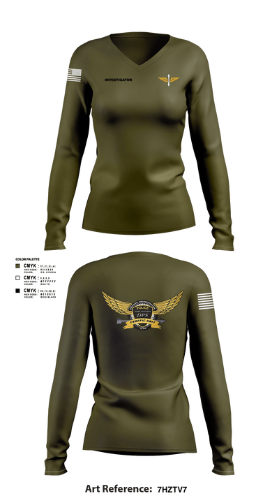 Investigator 95146404 Women's Long Sleeve V-neck Shirt - 101