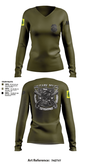Women's Long Sleeve Vneck Shirt, 307TH Military Police Company, , Teamtime, Team time, sublimation, custom sports apparel, team uniforms, spirit wear, spiritwear, sports uniforms, custom shirts, team store, custom team store, fundraiser sports, apparel fundraiser
