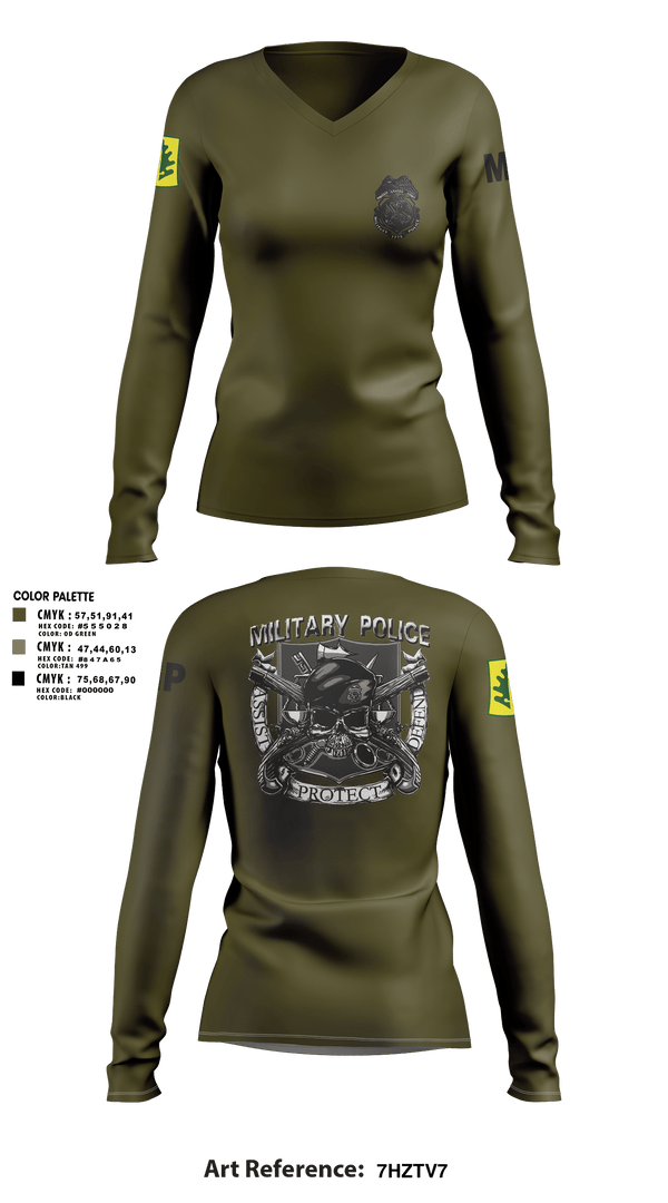 Women's Long Sleeve Vneck Shirt, 307TH Military Police Company, , Teamtime, Team time, sublimation, custom sports apparel, team uniforms, spirit wear, spiritwear, sports uniforms, custom shirts, team store, custom team store, fundraiser sports, apparel fundraiser