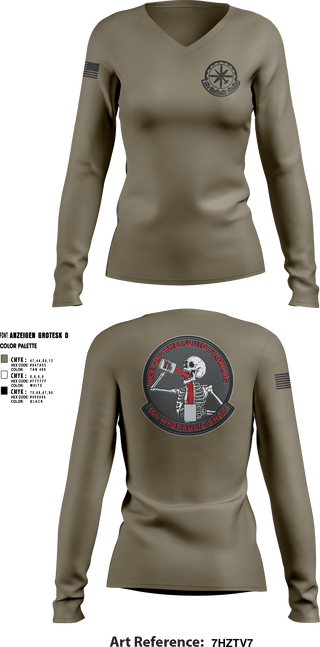 Women's Long Sleeve Vneck Shirt, 106 Hydraulic Shop, Air Force, Teamtime, Team time, sublimation, custom sports apparel, team uniforms, spirit wear, spiritwear, sports uniforms, custom shirts, team store, custom team store, fundraiser sports, apparel fundraiser
