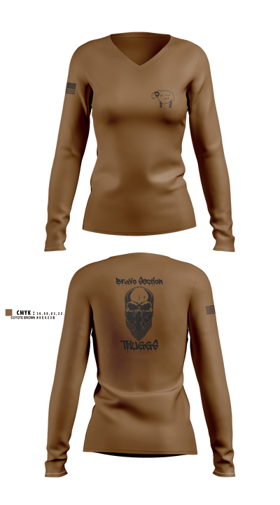 Delta Company 1-114th Infantry 53966705 Women's Long Sleeve V-neck Shirt - 2