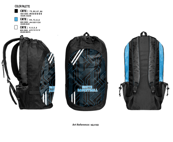 Gear Bag, South, Men's Basketball, Teamtime, Team time, sublimation, custom sports apparel, team uniforms, spirit wear, spiritwear, sports uniforms, custom shirts, team store, custom team store, fundraiser sports, apparel fundraiser