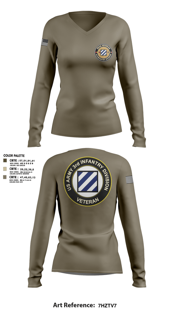 Women's Long Sleeve Vneck Shirt, 1st Armored Brigade Combat Team, Army, Teamtime, Team time, sublimation, custom sports apparel, team uniforms, spirit wear, spiritwear, sports uniforms, custom shirts, team store, custom team store, fundraiser sports, apparel fundraiser
