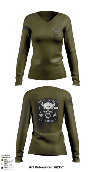 Women's Long Sleeve Vneck Shirt, USS Midway, Navy, Teamtime, Team time, sublimation, custom sports apparel, team uniforms, spirit wear, spiritwear, sports uniforms, custom shirts, team store, custom team store, fundraiser sports, apparel fundraiser