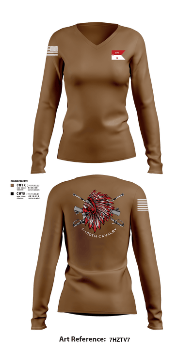 Apache Troop 1-150th 52177042 Women's Long Sleeve V-neck Shirt - 4