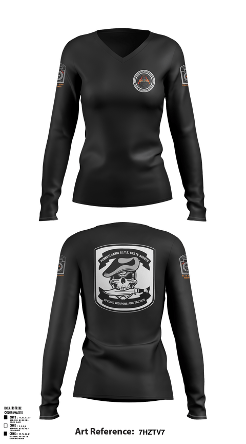 Women's Long Sleeve Vneck Shirt, PA. S.I.T.E. STATE AGENTS PRIVATE POLICEPA S.I.T.E. STATE AGENTS PRIVATE POLICEPA. S.I.T.E. STATE AGENTS PRIVATE POLICE, , Teamtime, Team time, sublimation, custom sports apparel, team uniforms, spirit wear, spiritwear, sports uniforms, custom shirts, team store, custom team store, fundraiser sports, apparel fundraiser