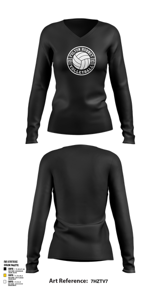 Womens Long Sleeve Vneck Shirt, Fulton Hornets Volleyball, Women's Volleyball, Teamtime, Team time, sublimation, custom sports apparel, team uniforms, spirit wear, spiritwear, sports uniforms, custom shirts, team store, custom team store, fundraiser sports, apparel fundraiser
