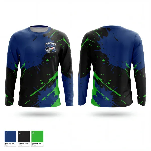 Long Sleeve Performance Shirt, Pin vipers, Bowling, Teamtime, Team time, sublimation, custom sports apparel, team uniforms, spirit wear, spiritwear, sports uniforms, custom shirts, team store, custom team store, fundraiser sports, apparel fundraiser