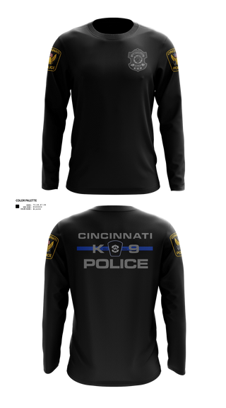 Long Sleeve Performance Shirt, Cincinnati Police Canine Unit, Police, Teamtime, Team time, sublimation, custom sports apparel, team uniforms, spirit wear, spiritwear, sports uniforms, custom shirts, team store, custom team store, fundraiser sports, apparel fundraiser