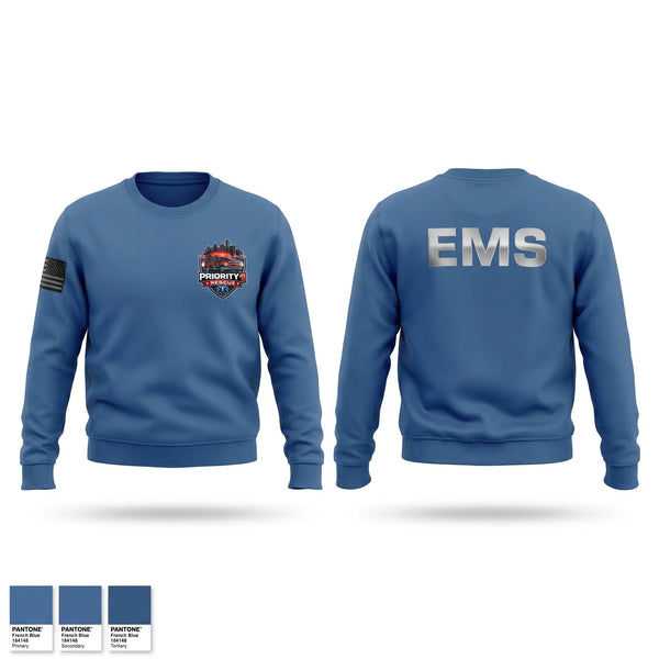Crew Neck Sweatshirt, Priority 1 Rescue, EMS/EMT, Teamtime, Team time, sublimation, custom sports apparel, team uniforms, spirit wear, spiritwear, sports uniforms, custom shirts, team store, custom team store, fundraiser sports, apparel fundraiser