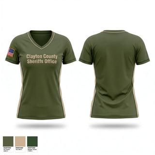 Womens Short Sleeve Vneck Shirt, Clayton County Sheriff’s Office, Police, Teamtime, Team time, sublimation, custom sports apparel, team uniforms, spirit wear, spiritwear, sports uniforms, custom shirts, team store, custom team store, fundraiser sports, apparel fundraiser