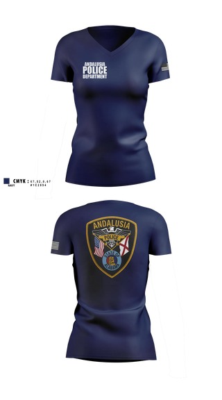 Womens Short Sleeve Vneck Shirt, Andalusia Police Department, Police, Teamtime, Team time, sublimation, custom sports apparel, team uniforms, spirit wear, spiritwear, sports uniforms, custom shirts, team store, custom team store, fundraiser sports, apparel fundraiser