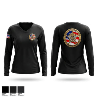 Womens Long Sleeve Vneck Shirt, Troup County Sheriff’s Office, Police, Teamtime, Team time, sublimation, custom sports apparel, team uniforms, spirit wear, spiritwear, sports uniforms, custom shirts, team store, custom team store, fundraiser sports, apparel fundraiser