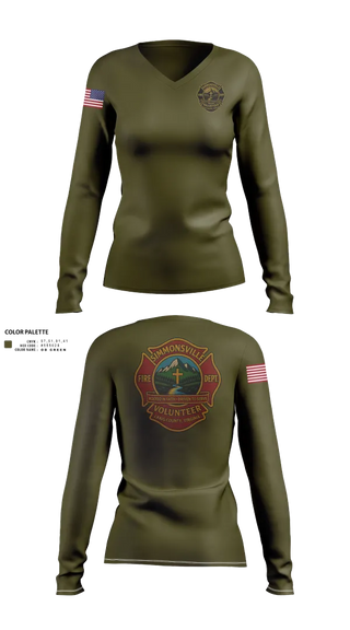 Womens Long Sleeve Vneck Shirt, Simmonsville VFD, , Teamtime, Team time, sublimation, custom sports apparel, team uniforms, spirit wear, spiritwear, sports uniforms, custom shirts, team store, custom team store, fundraiser sports, apparel fundraiser