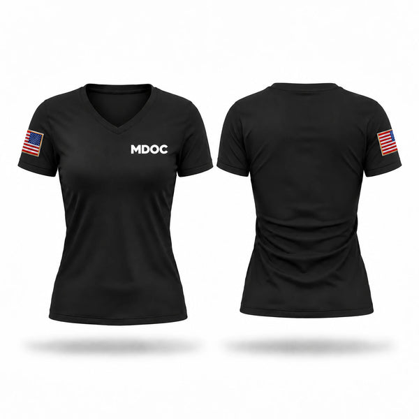 Womens Short Sleeve Vneck Shirt, MDOC, Police, Teamtime, Team time, sublimation, custom sports apparel, team uniforms, spirit wear, spiritwear, sports uniforms, custom shirts, team store, custom team store, fundraiser sports, apparel fundraiser
