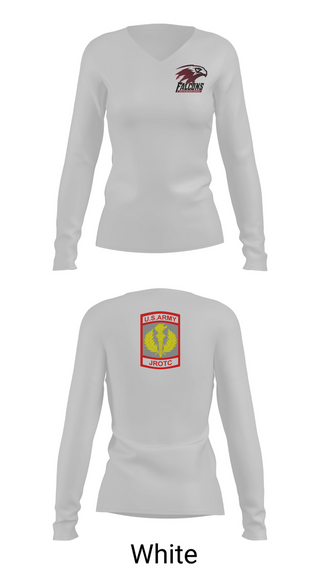 Womens Long Sleeve Vneck Shirt, Van Horn JROTC, Army, Teamtime, Team time, sublimation, custom sports apparel, team uniforms, spirit wear, spiritwear, sports uniforms, custom shirts, team store, custom team store, fundraiser sports, apparel fundraiser