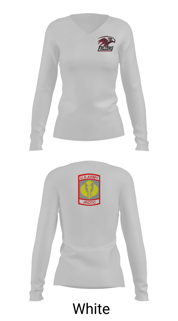 Womens Long Sleeve Vneck Shirt, Van Horn JROTC, Army, Teamtime, Team time, sublimation, custom sports apparel, team uniforms, spirit wear, spiritwear, sports uniforms, custom shirts, team store, custom team store, fundraiser sports, apparel fundraiser
