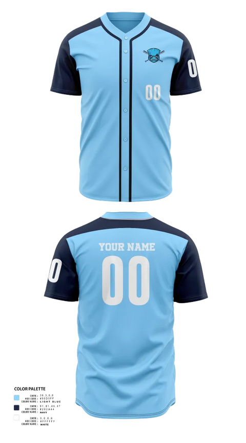 Full Button Baseball Jersey, Blue Sox, Baseball, Teamtime, Team time, sublimation, custom sports apparel, team uniforms, spirit wear, spiritwear, sports uniforms, custom shirts, team store, custom team store, fundraiser sports, apparel fundraiser