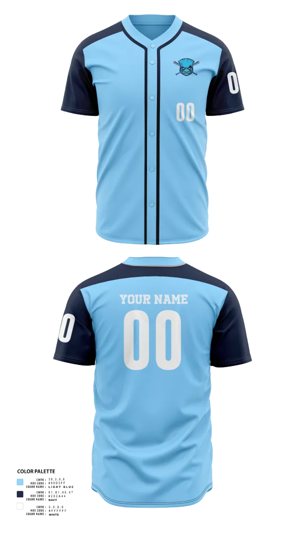 Full Button Baseball Jersey, Blue Sox, Baseball, Teamtime, Team time, sublimation, custom sports apparel, team uniforms, spirit wear, spiritwear, sports uniforms, custom shirts, team store, custom team store, fundraiser sports, apparel fundraiser