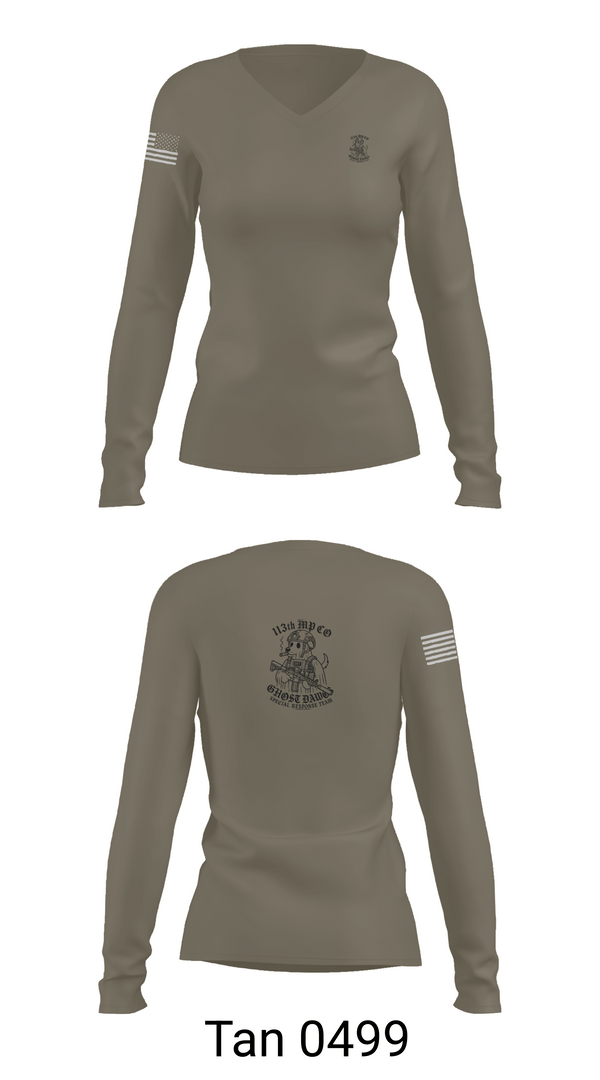 Womens Long Sleeve Vneck Shirt, 113MP SRT MS ARNG, Army, Teamtime, Team time, sublimation, custom sports apparel, team uniforms, spirit wear, spiritwear, sports uniforms, custom shirts, team store, custom team store, fundraiser sports, apparel fundraiser