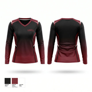 Womens Long Sleeve Vneck Shirt, Lowell black, Baseball, Teamtime, Team time, sublimation, custom sports apparel, team uniforms, spirit wear, spiritwear, sports uniforms, custom shirts, team store, custom team store, fundraiser sports, apparel fundraiser