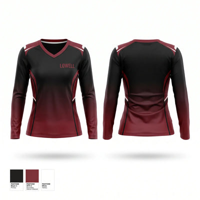 Lowell black Women's Long Sleeve V-neck Shirt - 1