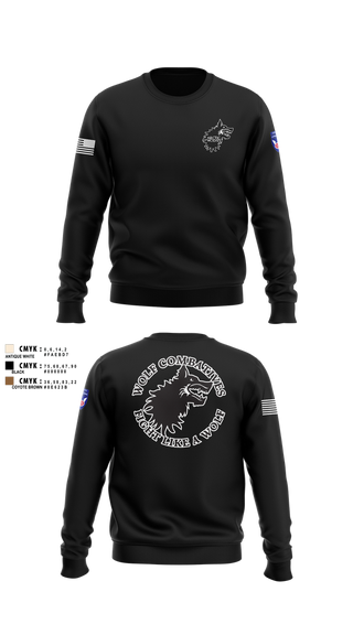 Crew Neck Sweatshirt, Wolf Combatives, Army, Teamtime, Team time, sublimation, custom sports apparel, team uniforms, spirit wear, spiritwear, sports uniforms, custom shirts, team store, custom team store, fundraiser sports, apparel fundraiser