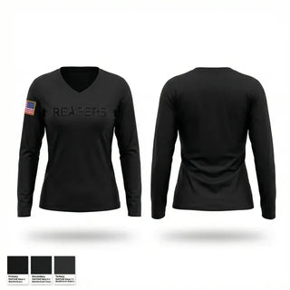 Womens Long Sleeve Vneck Shirt, REAPERS, Police, Teamtime, Team time, sublimation, custom sports apparel, team uniforms, spirit wear, spiritwear, sports uniforms, custom shirts, team store, custom team store, fundraiser sports, apparel fundraiser